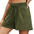 thumbnail image 1 of Sngxgn Women's Cotton Shorts, Pull-on Gym Shorts Casual Shorts(Green,L), 1 of 5