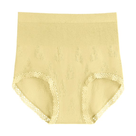 Sngxgn Women's Cotton Stretch Underwear Briefs Soft Breathable High Waisted Full Coverage Ladies Panties(Yellow,One Size)