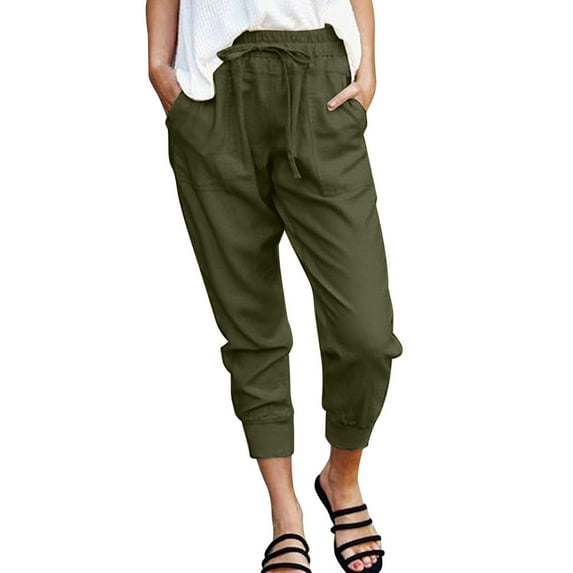 Sngxgn Women's Cotton Sweatpants Yoga Casual Pants Pants for Women with Pockets(Army Green,XXL)