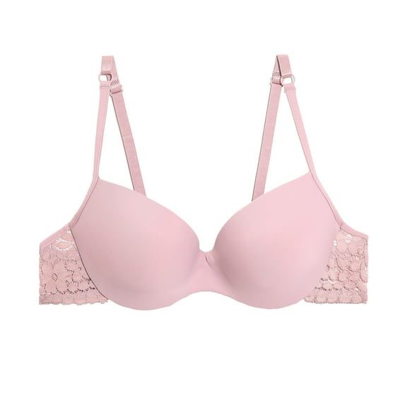 Sngxgn Women's Cotton Unlined Bra Front-Close Underwire(Pink,34/75B)