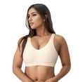 thumbnail image 1 of Sngxgn Women's Cotton Unlined Underwire Bra Back Smoothing(Beige,L), 1 of 6