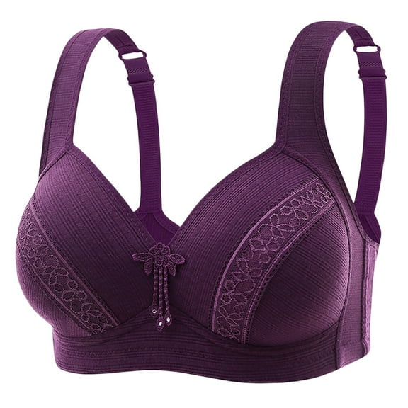 Sngxgn Women's Cotton Unlined Underwire Bra Back Smoothing(Purple,44)