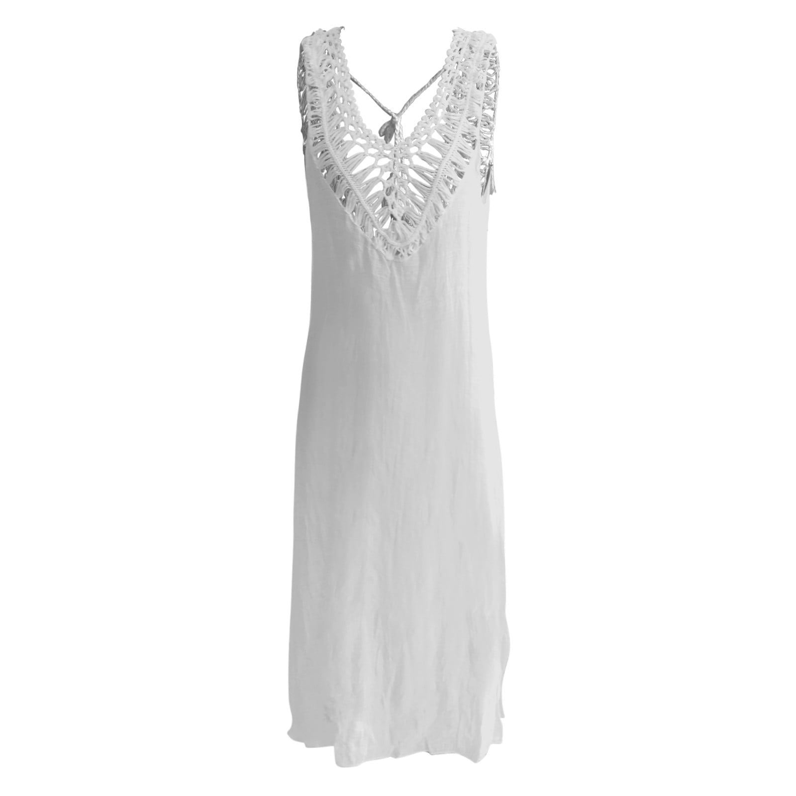 Women's Bohemian Lace Print Tunic Dress - Short Sleeve V-Neck Bikini Cover Up, Size M (Pink)
