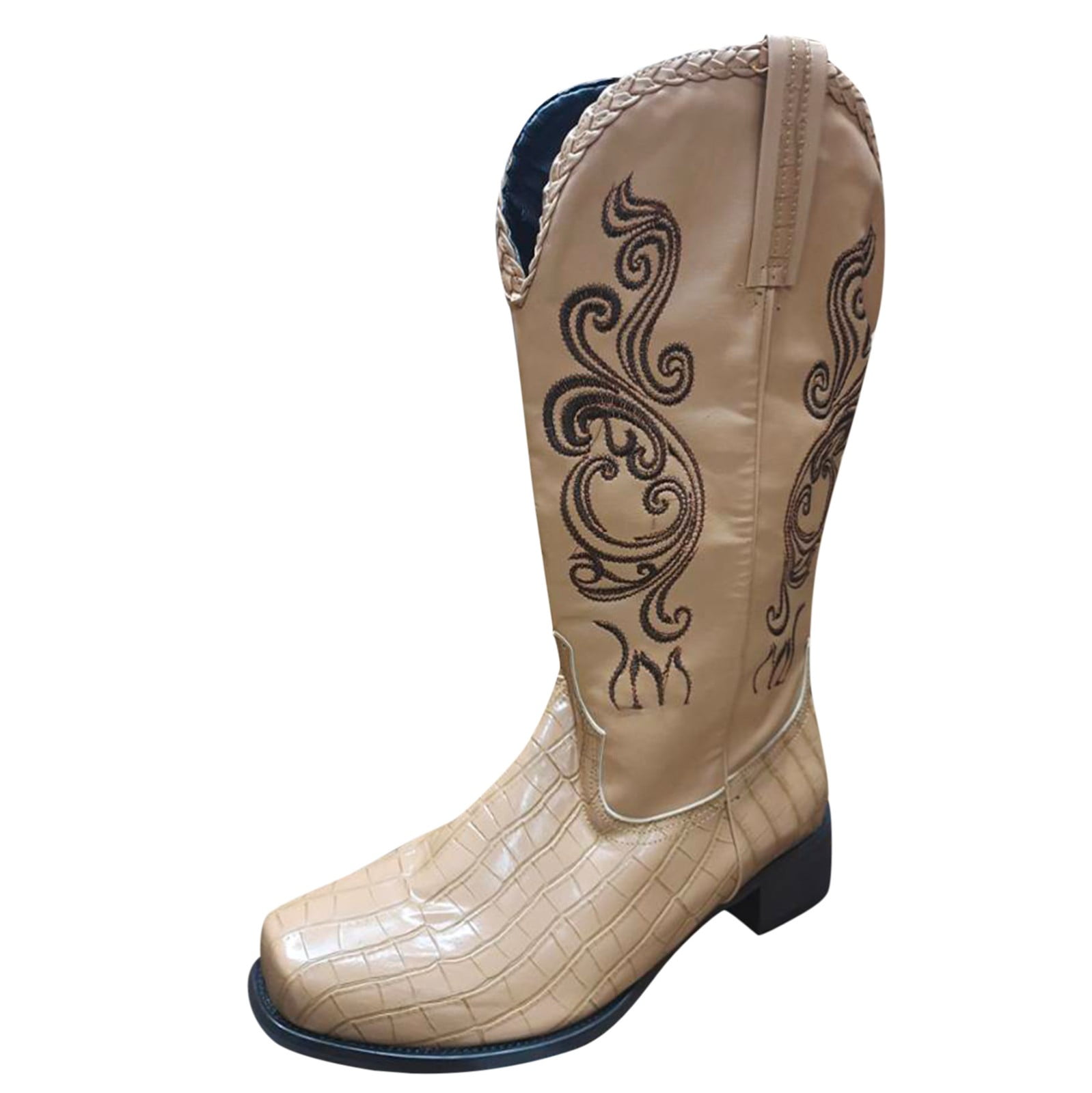 Sngxgn Women's Cowboy Boots Knee High PullOn Cowgirl Knee High Western