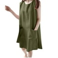 thumbnail image 1 of Sngxgn Women's Cozy Knit Sleeveless Bateau Neck Midi Dress(Army Green,M), 1 of 7