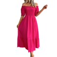 thumbnail image 1 of Sngxgn Women's Crew Neck Lounge Long Dress Elegant Long Sleeve Ribbed Bodycon Maxi Dresses(Hot Pink,XL), 1 of 8