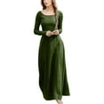 thumbnail image 1 of Sngxgn Women's Crewneck Long Sleeve Tie Waist A-Line Swing Bodycon Short Dress Casual Solid Ribbed Knit Sweater Dress(Green,M), 1 of 6