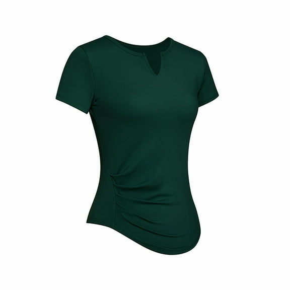 Sngxgn Women's Crop Tops Short Sleeve Shirts Casual Running T-Shirts(Green,XL)