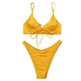 thumbnail image 1 of Sngxgn Bikini Set for Women Two Piece Swimsuit Back Tie Mid Waisted Bottom with Shoulder Straps(Yellow,M), 1 of 6