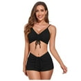 thumbnail image 1 of Sngxgn Women's Cutout Halter Swimsuit High Cut Bathing Suit(Black,M), 1 of 7
