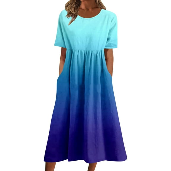 Sngxgn Women's Dress Deep V-Neck Long Sleeve Waist Tie Ruffle Mini Swing Skater Dresses(Blue,L)