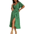 thumbnail image 1 of Sngxgn Women's Dresses V Neck Guest Party Dress(Green,XXL), 1 of 7