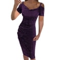 thumbnail image 1 of Sngxgn Women's Dresses V Neck Guest Party Dress(Purple,M), 1 of 5