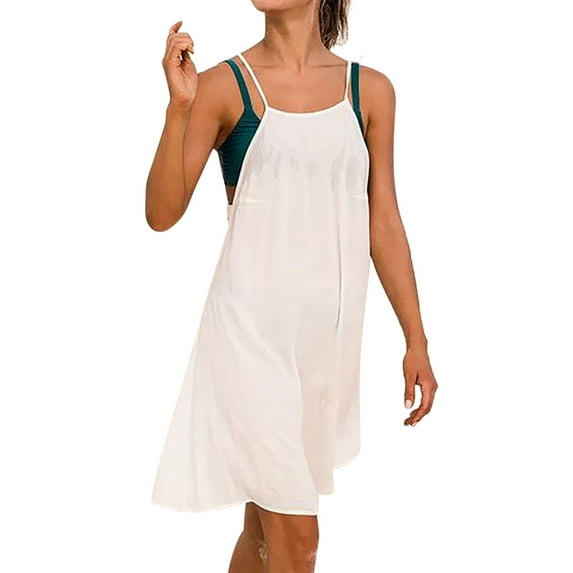 Sngxgn Women's Dresses V Neck Guest Party Dress(White,M)