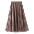 thumbnail image 1 of Sngxgn Women's Elastic Waist Party Pleated Midi Skirt(Khaki,One Size), 1 of 6