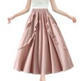 thumbnail image 1 of Sngxgn Women's Elastic Waist Party Pleated Midi Skirt(Pink,One Size), 1 of 8