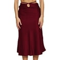 thumbnail image 1 of Sngxgn Women's Elastic Waist Stretch Bodycon Midi Pencil Skirt(Red,M), 1 of 7