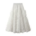thumbnail image 1 of Sngxgn Women's Elegant High Waist A Line Flared Midi Skirt(White,One Size), 1 of 4