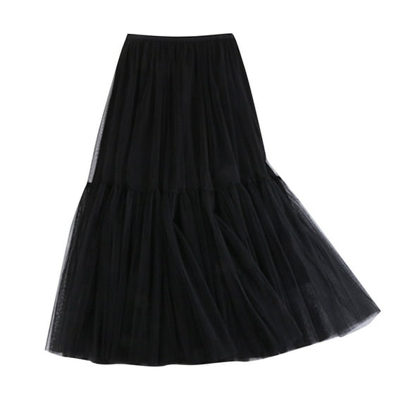 Sngxgn Women's Elegant High Waisted Side Slit Irregular Maxi Skirt(Black,One Size)