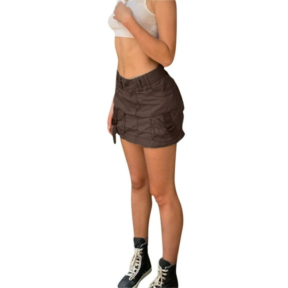 Sngxgn Women's Elegant High Waisted Side Slit Irregular Maxi Skirt(Coffee,M)