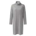 thumbnail image 1 of Sngxgn Women's Fall Elegant Dress Long Sleeve Crewneck Tie Waist Slim Rib Knit Slit Bodycon Midi Dress(Grey,M), 1 of 3