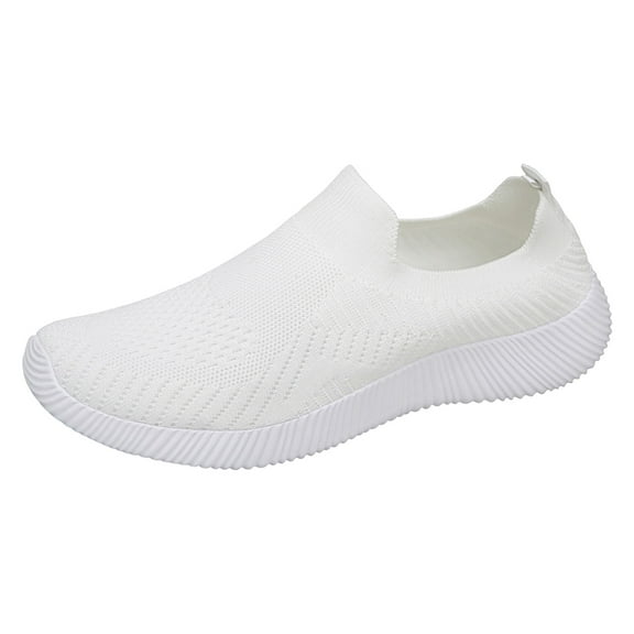 Sngxgn Women's Fashion Casual Mesh Breathable Slip On Sneakers Loafers Shoes Women's Shoes(White,10)