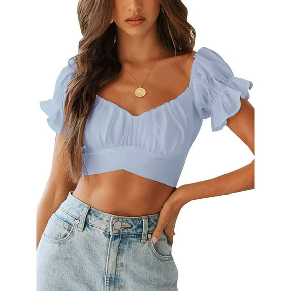 Sngxgn Women's Fit Stretch Short-Sleeve Crew Neck T-Shirt(Light blue,XL)