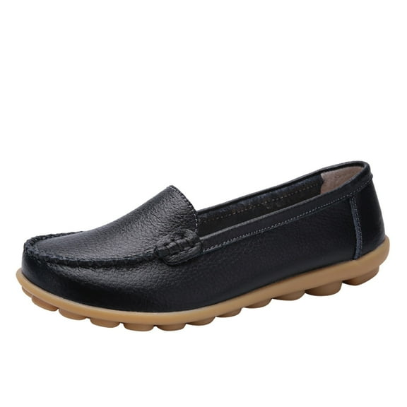 Sngxgn Women's Flat Shoes Comfortable Casual Ballet Single Shoes(Black,42)