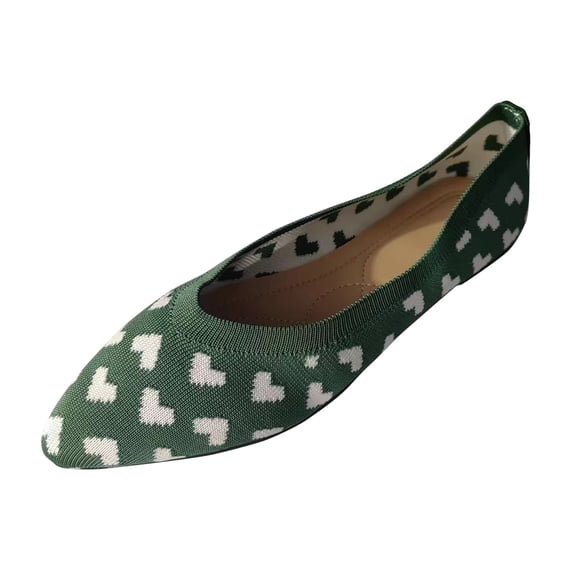 Sngxgn Women's Flat Shoes Comfortable Casual Ballet Single Shoes(Green,37)
