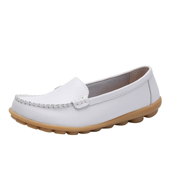 Sngxgn Women's Flat Shoes Comfortable Casual Ballet Single Shoes(White,37)
