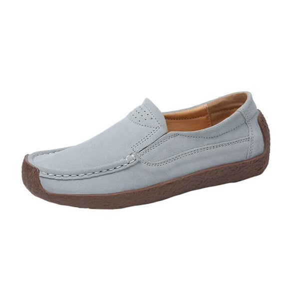 Sngxgn Flats for Women Soft Slip On Flat Shoes Work Flat Woman Walking Shoes Comfortable Casual(Grey,41)