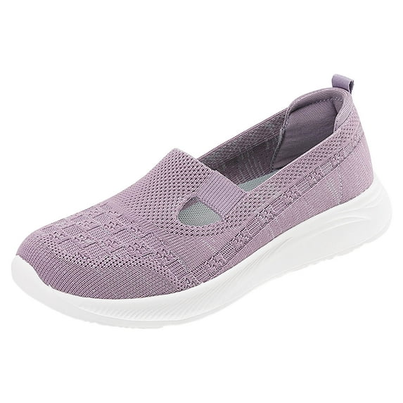 Sngxgn Women s Flats Breathable Comfort Slip-on Light Weight Walking Shoes(Purple,38)