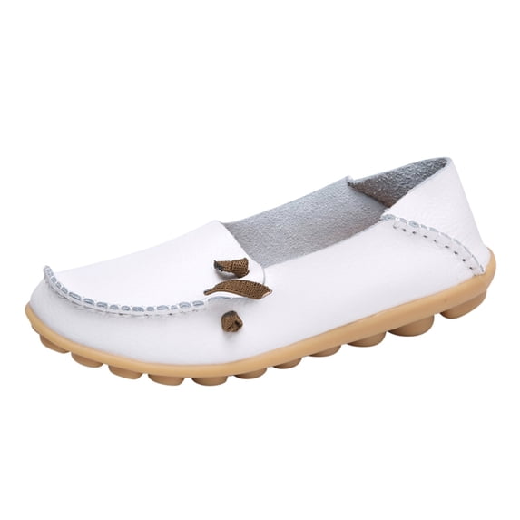 Sngxgn Women's Flats Comfort Ballet Flats Shoes Casual Slip On Shoes(White,41)