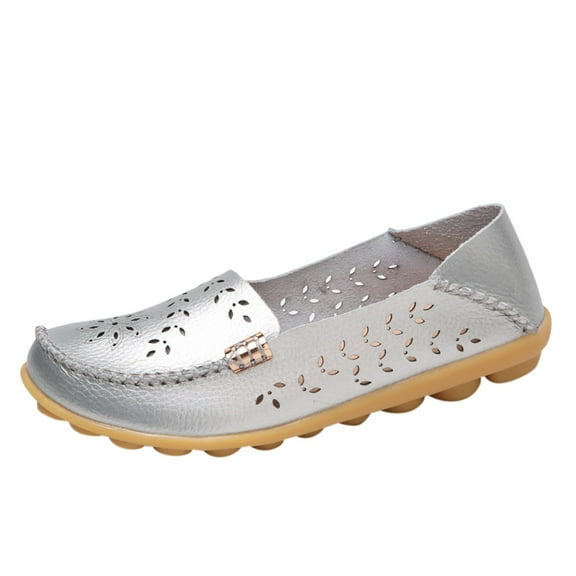 Sngxgn Women's Flats Shoes Casual Shoes Soft Flats(Silver,37)