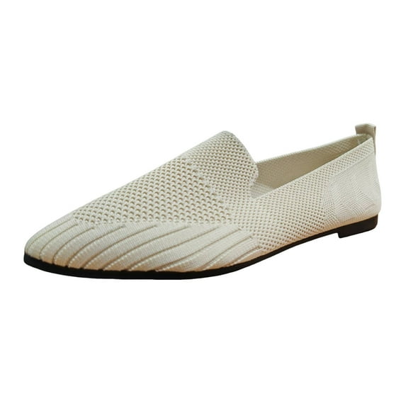 Sngxgn Women’s Flat Shoes Dress Shoes Slip On Walking Flats Shoes for Woman Casual Comfort Soft(White,42)