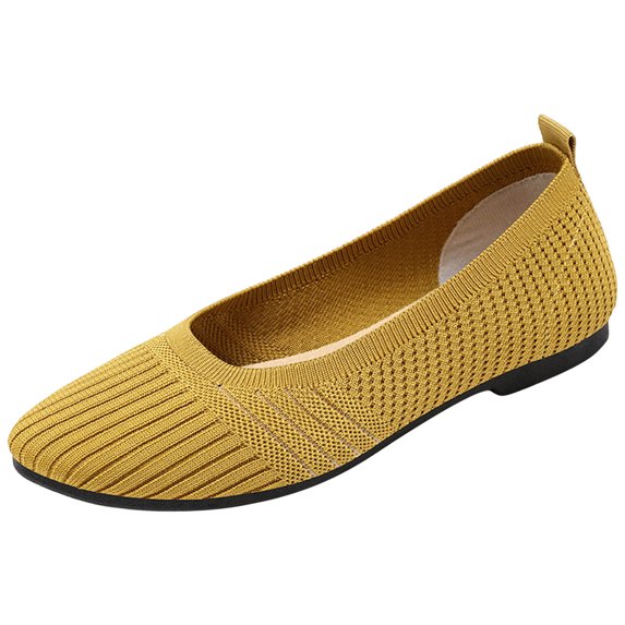 Sngxgn Women's Flats Shoes Dress Shoes Ballet Flats Comfortable Flats(Yellow,40)