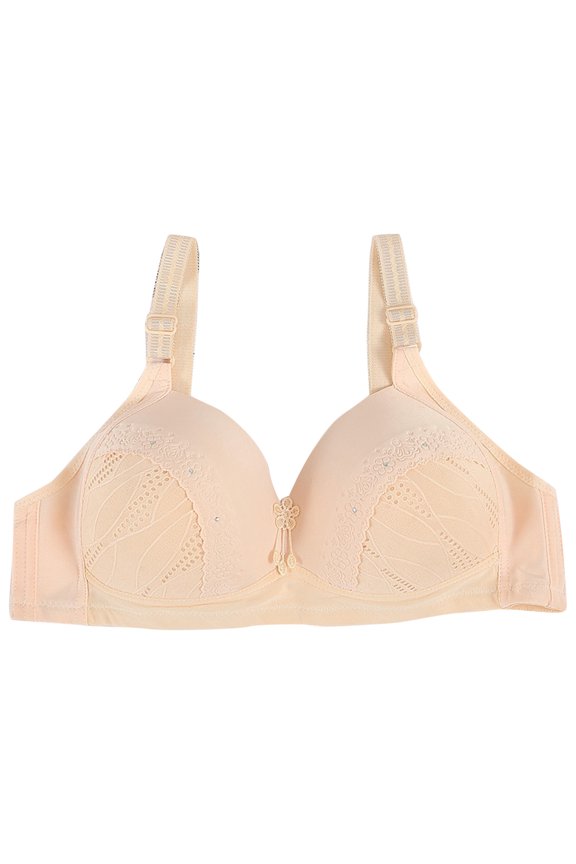 Women's Full Coverage Underwire Unlined Lace Bra(Beige,42)