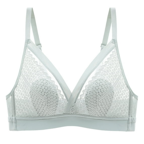 Sngxgn Women's Full Coverage Underwire Unlined Lace Bra(Green,S)