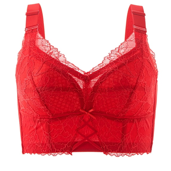 Sngxgn Women's Full Coverage Underwire Unlined Lace Bra(Red,95D)
