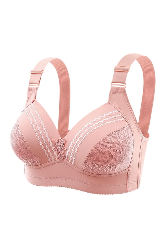 Women's Full Coverage Underwire Unlined Lace Bra(Rose Gold,46)