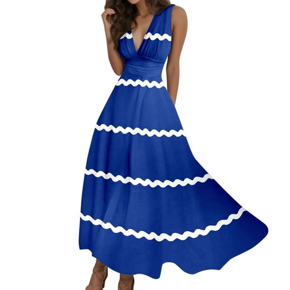 Sngxgn Women's Full Slip for Under Dresses Sexy Long Sleeveless Dress(Blue,L)