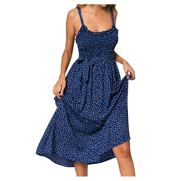 Sngxgn Women's Full Slip for Under Dresses Sexy Long Sleeveless Dress(Blue,S)