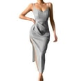 thumbnail image 1 of Sngxgn Women's Full Slip for Under Dresses Sexy Long Sleeveless Dress(Grey,S), 1 of 5