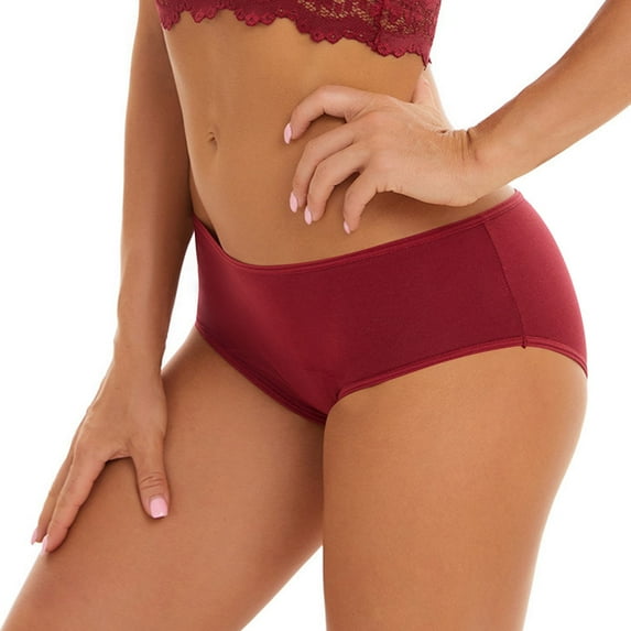 Sngxgn Women's High-Cut Panties Pack, High-Waisted Briefs,Cotton Underwear(Red,XXXL)