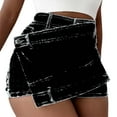 thumbnail image 1 of Sngxgn Women's High Rise Roll up Hem Straight Leg Denim Jean Shorts with Pocket(Black,XL), 1 of 3