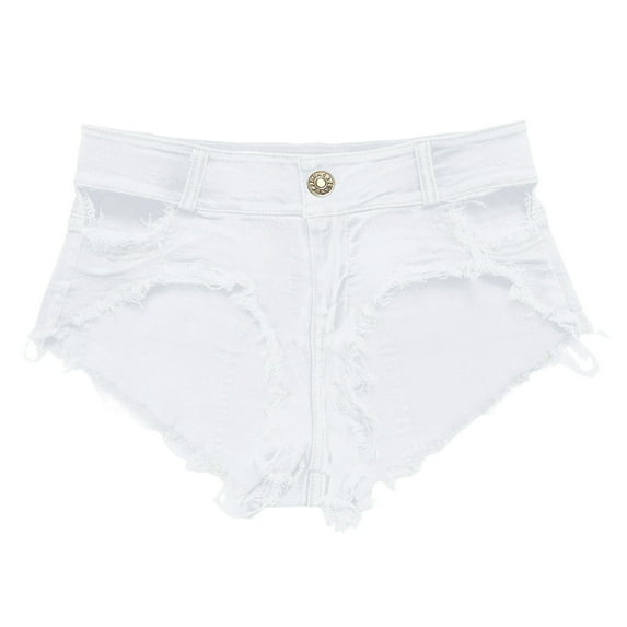 Sngxgn Women's High Waist Denim Shorts Ripped Raw Hem Jean Shorts Casual Summer Pants with Pockets(White,S)