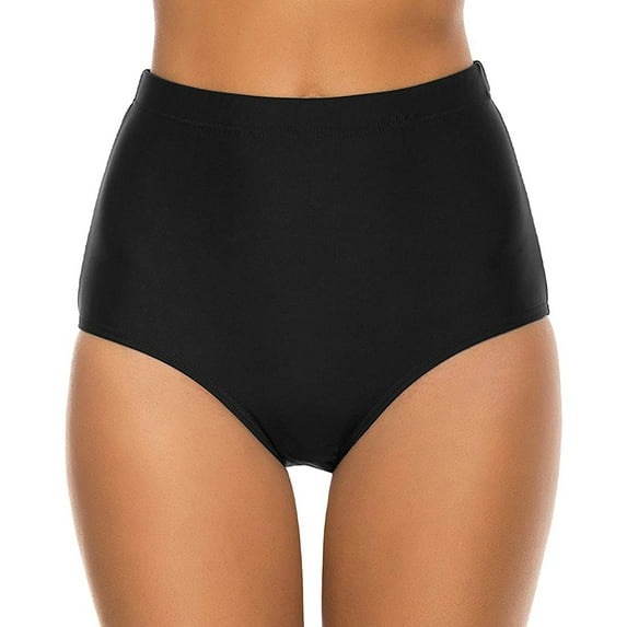 Sngxgn Women's High Waist Hipster Bikini Swimsuit Bottom(Black,L)