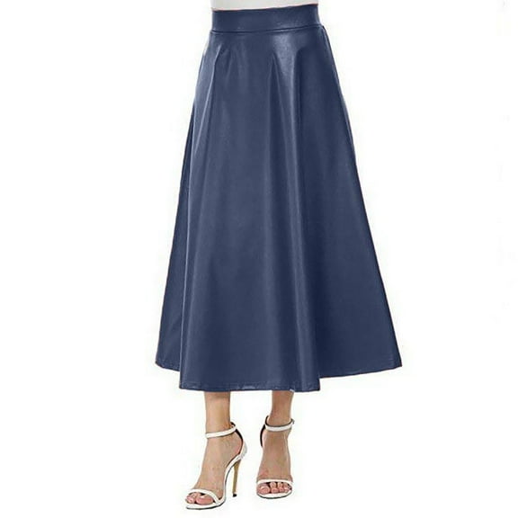 Sngxgn Women's High Waist Ruched Bodycon Midi Skirt(Blue,S)
