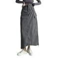 thumbnail image 1 of Sngxgn Women's High Waist Slit Hem Rib Knit Midi Bodycon Skirt(Grey,L), 1 of 6