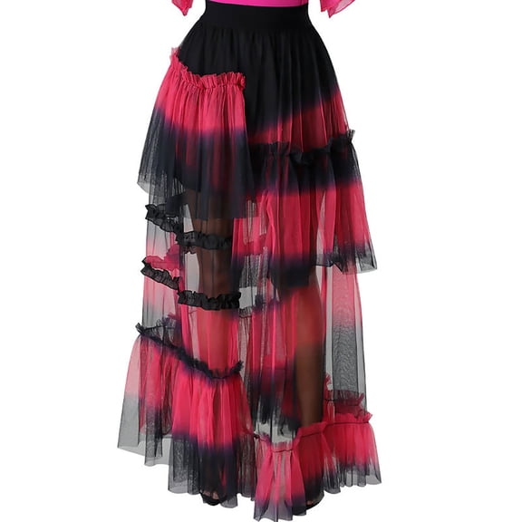 Sngxgn Women's High Waist Slit Hem Rib Knit Midi Bodycon Skirt(Red,L)